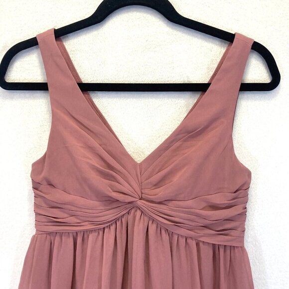 Azazie Formal Maternity Maxi Dress A2 Chiffon Pink Flowy Wedding Prom Bridesmaid - Picture 9 of 16